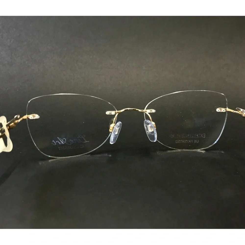 Line Art by Charmant Eyeglasses Frames XL2147 GW Titanium Gold Rimless 51-17-135